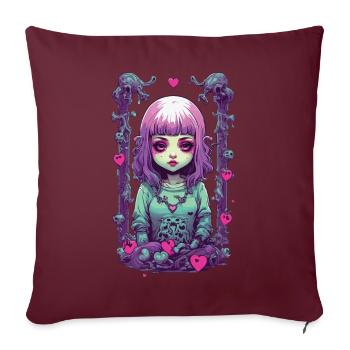 Pastel Goth Anime Gothique Fille Amour Design - Housse de coussin décorative 45 x 45 cm - bordeaux - Devant