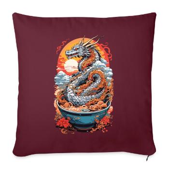 Ramen Dragon Ukiyo-e Otaku Manga Design - Housse de coussin décorative 45 x 45 cm - bordeaux - Devant