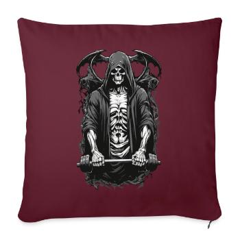 Motif de remise en forme Grim Reaper Bodybuilder - Housse de coussin décorative 45 x 45 cm - bordeaux - Devant
