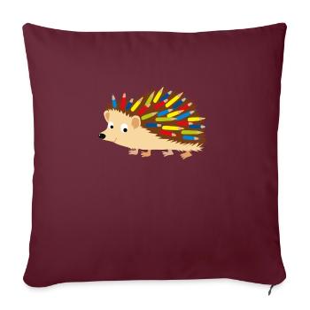 Crayon de couleur hérisson - Housse de coussin décorative 45 x 45 cm - bordeaux - Devant