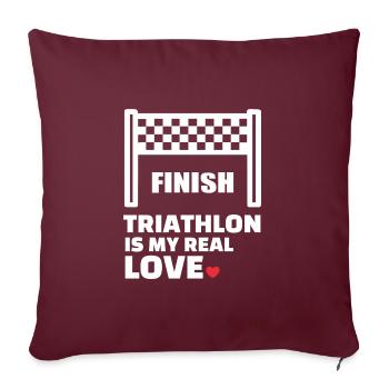 J’adore le triathlon - Housse de coussin décorative 45 x 45 cm - bordeaux - Devant