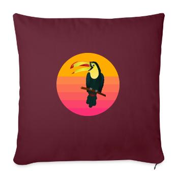 Coucher de soleil oiseau amoureux Vaporwave Tukan - Housse de coussin décorative 45 x 45 cm - bordeaux - Devant