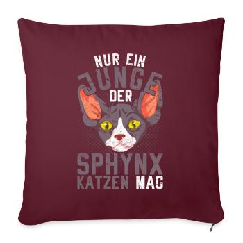 Nur ein Junge der Sphynx Katzen mag Sphynx Katze - Sofakissenbezug 45 x 45 cm - Burgunderrot - Vorne