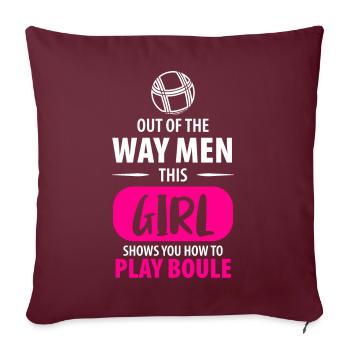 Pétanque Pétanque Pétanque Pétanque Femmes Femmes Filles - Housse de coussin décorative 45 x 45 cm - bordeaux - Devant