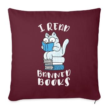 J’ai lu des livres interdits Cat - Housse de coussin décorative 45 x 45 cm - bordeaux - Devant