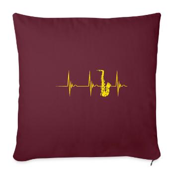 Saxophon Saxophonist Herzschlag EKG Puls Blasmusik - Sofakissenbezug 45 x 45 cm - Burgunderrot - Vorne