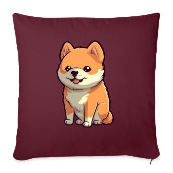 Chien Shiba Inu mignon - Chemise Anime - Housse de coussin décorative 45 x 45 cm - bordeaux - Devant