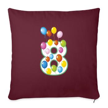 huitième anniversaire 8 ans - Housse de coussin décorative 45 x 45 cm - bordeaux - Devant