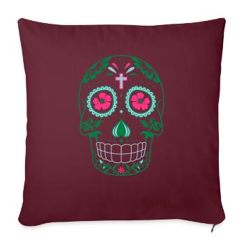 tete de mort mexicaine - Housse de coussin décorative 45 x 45 cm - bordeaux - Devant