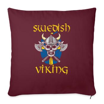 Suède Vikings hache bouclier tête de mort cadeau - Housse de coussin décorative 45 x 45 cm - bordeaux - Devant