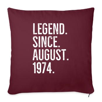 Légende depuis août 1974 - Housse de coussin décorative 45 x 45 cm - bordeaux - Devant
