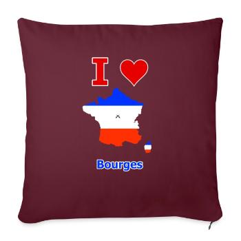 Carte du drapeau de la France avec la ville de Bourges - Housse de coussin décorative 45 x 45 cm - bordeaux - Devant