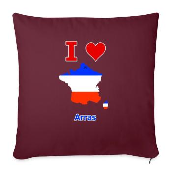 Carte du drapeau de la France avec la ville d’Arras - Housse de coussin décorative 45 x 45 cm - bordeaux - Devant
