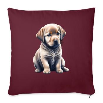 Mignon chiot Labrador - Housse de coussin décorative 45 x 45 cm - bordeaux - Devant