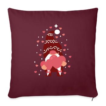 Funny Gnome Hanging a Red Heart Valentine Day 2024 - Housse de coussin décorative 45 x 45 cm - bordeaux - Devant