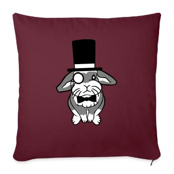 Mr. Bunny Gentleman Chapeau haut de forme Monocle Lunettes - Housse de coussin décorative 45 x 45 cm - bordeaux - Devant