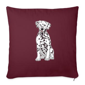 Dalmatiner Sitzende Hund Lustig Geschenk - Sofakissenbezug 45 x 45 cm - Burgunderrot - Vorne