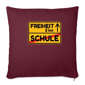 Panneau de signalisation Liberté École Drôle - Housse de coussin décorative 45 x 45 cm - bordeaux - Devant