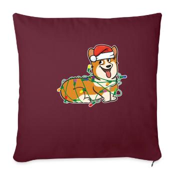 Corgi Dog String Lights Cadeau de Noël - Housse de coussin décorative 45 x 45 cm - bordeaux - Devant