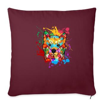 Shiba Inu Dog Splatter Graffiti Splash Cadeau - Housse de coussin décorative 45 x 45 cm - bordeaux - Devant