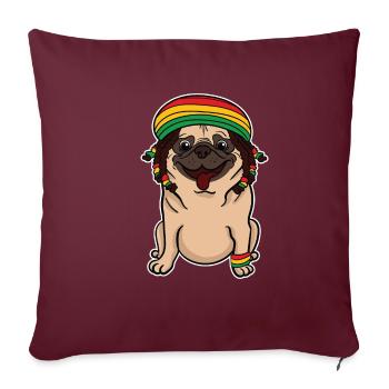 Cadeau pour chien Pug Reggae Rasta Rastafarian Jamaica - Housse de coussin décorative 45 x 45 cm - bordeaux - Devant