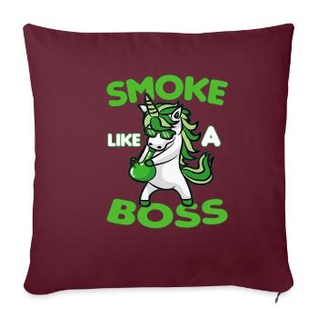 SMOKE LIKE A BOSS Licorne fumante Weed Kiffer - Housse de coussin décorative 45 x 45 cm - bordeaux - Devant