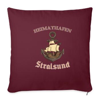 Heimathafen Stralsund - Sofakissenbezug 45 x 45 cm - Burgunderrot - Vorne