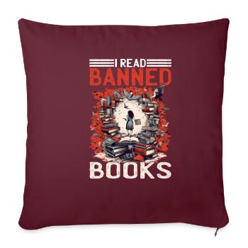 J’ai lu des livres interdits 65 - Housse de coussin décorative 45 x 45 cm - bordeaux - Devant