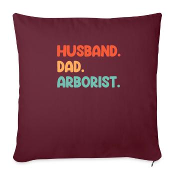 Mari. Papa. Arboriculteur. Papa bûcheron - Housse de coussin décorative 45 x 45 cm - bordeaux - Devant