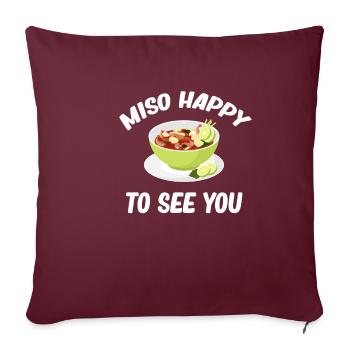 Miso heureux de vous voir Chinois asiatique - Housse de coussin décorative 45 x 45 cm - bordeaux - Devant