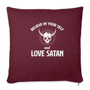 Crois en toi et aime Satan Antichrist - Housse de coussin décorative 45 x 45 cm - bordeaux - Devant