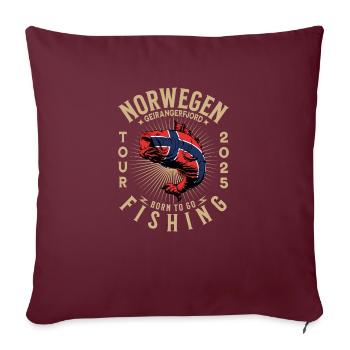 Norvège Geirangerfjord Fishing Tour 2025 (Garantie du prix le plus bas) - Housse de coussin décorative 45 x 45 cm - bordeaux - Devant