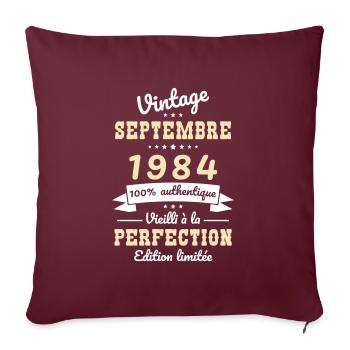 40 Jahre Jubiläum - Jahrgang - September 1984 - Sofakissenbezug 45 x 45 cm - Burgunderrot - Vorne