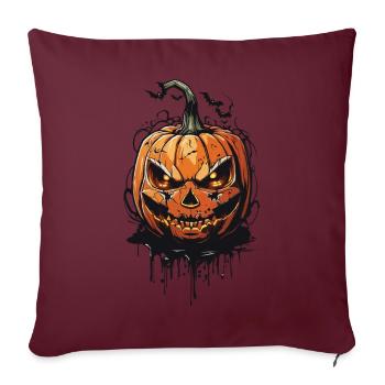 Horreur d’Halloween à minuit citrouille effrayante - Housse de coussin décorative 45 x 45 cm - bordeaux - Devant