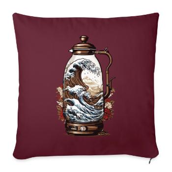 Vintage café vague Japon Design esthétique - Housse de coussin décorative 45 x 45 cm - bordeaux - Devant
