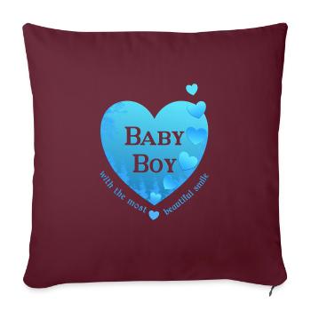 Naissance d’un garçon - Housse de coussin décorative 45 x 45 cm - bordeaux - Devant