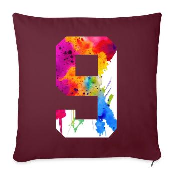 NUMMER 9 JAHRE ALT 9. GEBURTSTAG - Sofakissenbezug 45 x 45 cm - Burgunderrot - Vorne