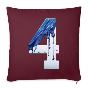 NR. 4 NUMMER 4 BLAU WEIß 4. GEBURTSTAG - Sofakissenbezug 45 x 45 cm - Burgunderrot - Vorne