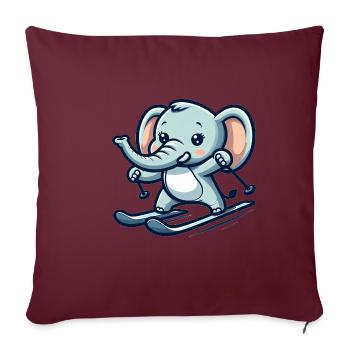 Cute Skier Elephant - Sofakissenbezug 45 x 45 cm - Burgunderrot - Vorne