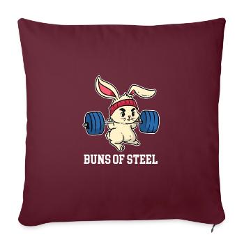 Brioches de lapin en acier avec haltère sur l'exercice - Housse de coussin décorative 45 x 45 cm - bordeaux - Devant
