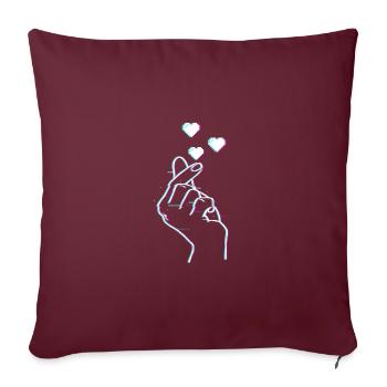 K-Pop Korean Doigt symbole Saranghae Glitch Art - Housse de coussin décorative 45 x 45 cm - bordeaux - Devant