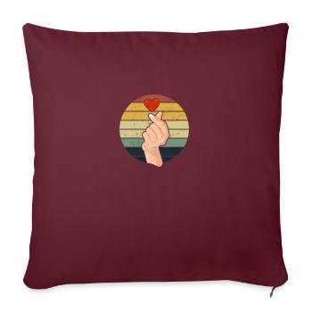 Vintage Saranghae Main Doigt Coeur Rétro K-Pop - Housse de coussin décorative 45 x 45 cm - bordeaux - Devant