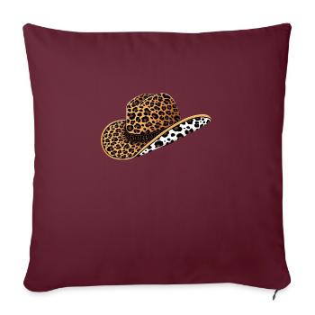 Cowboyhut mit Leoparden- und Kuhmuster – Trendiges - Sofakissenbezug 45 x 45 cm - Burgunderrot - Vorne