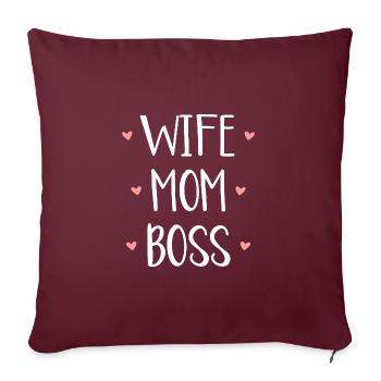 Épouse maman patron - Housse de coussin décorative 45 x 45 cm - bordeaux - Devant