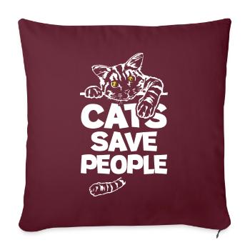 Cats Save People - Sofakissenbezug 45 x 45 cm - Burgunderrot - Vorne