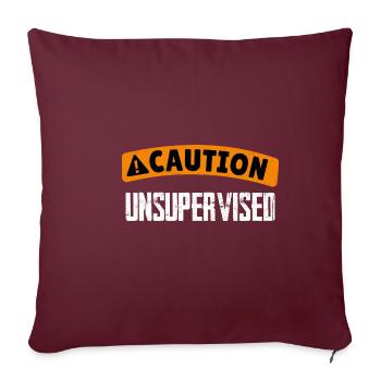Caution Unsupervised 4 - Sofakissenbezug 45 x 45 cm - Burgunderrot - Vorne