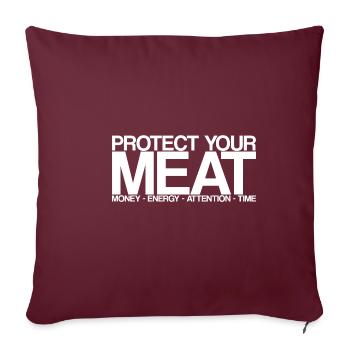 Protégez votre temps d’attention à la viande, à l’énergie de l’argent - Housse de coussin décorative 45 x 45 cm - bordeaux - Devant