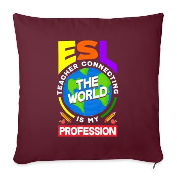 Professeur d’anglais langue ESL Linguiste Enseignement multilingue - Housse de coussin décorative 45 x 45 cm - bordeaux - Devant