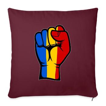 Symbole de la main du poing du drapeau de la Roumanie - Housse de coussin décorative 45 x 45 cm - bordeaux - Devant