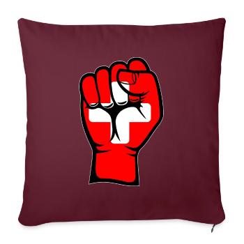 Symbole de la main du poing du drapeau suisse - Housse de coussin décorative 45 x 45 cm - bordeaux - Devant